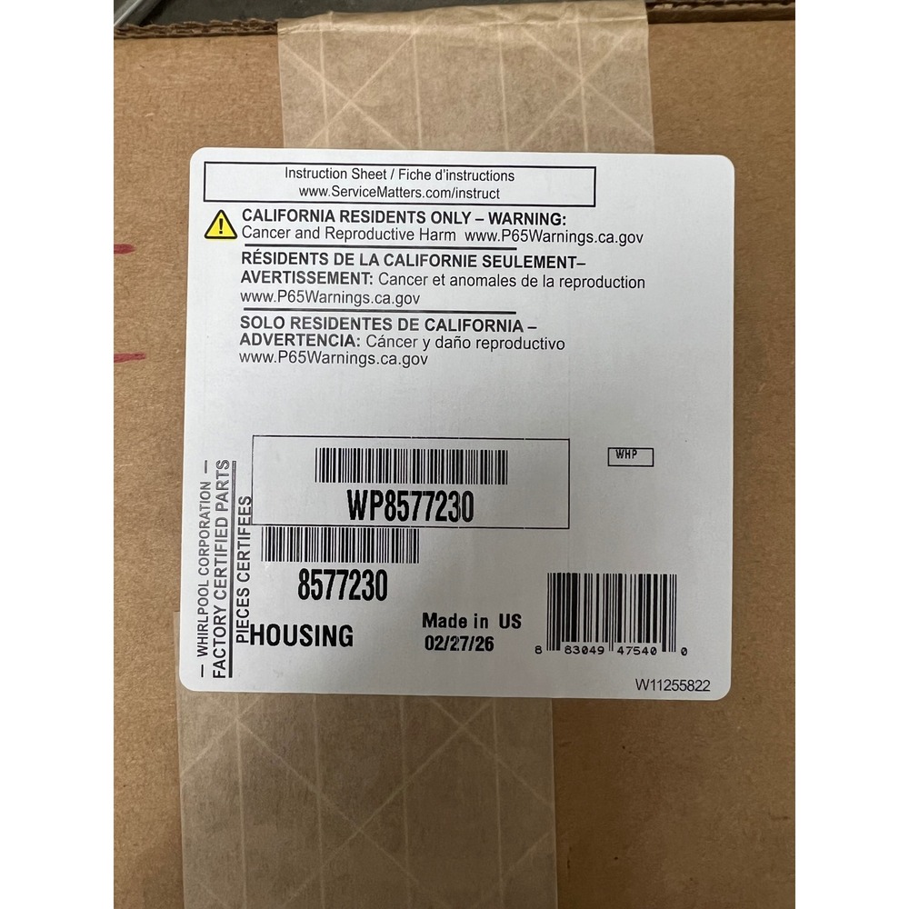 Whirlpool Housing Appliance Part WP8577230 Brown Factory Certified New
